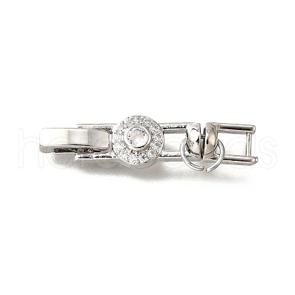 Brass Micro Pave Clear Cubic Zirconia Fold Over Clasps KK-R222-04P-1