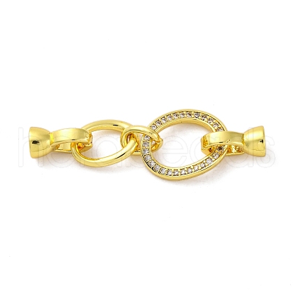 Brass Micro Pave Clear Cubic Zirconia Fold Over Clasps KK-U059-24G-1