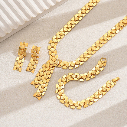 Elegant French Style Geometric Y Iron Stud Earrings & Necklaces & Bracelets Sets for Women LU5439-1