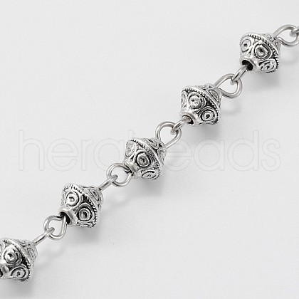 Handmade Tibetan Style Alloy Bicone Beads Chains for Necklaces Bracelets Making AJEW-JB00081-01-1