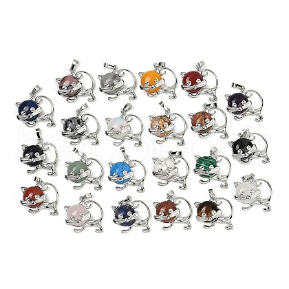 Natural & Synthetic Mixed Stone Kitten Pendants G-J386-C17-1