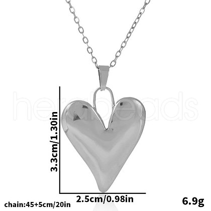 Stainless Steel Heart Pendant Necklaces for Women UF8370-1-1
