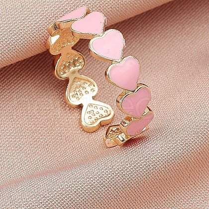 Heart Brass Enamel Cuff Rings for Women FS-WGCCE82-02-1