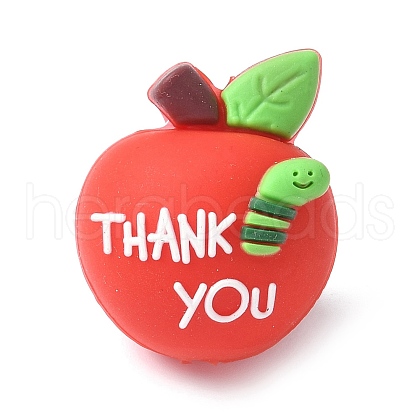 Cartoon Double Sided Apple with Word Thank you Silicone Beads SIL-V001-09A-1