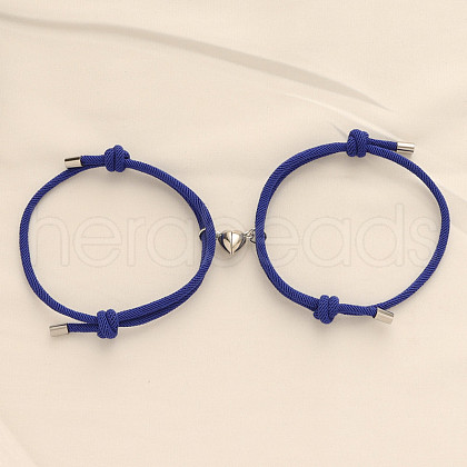 Alloy Heart-shaped Magnetic Braided Rope Bracelets for Couple Girlfriends WG59636-16-1