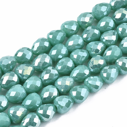 Opaque Glass Beads Strands EGLA-T008-16F-1