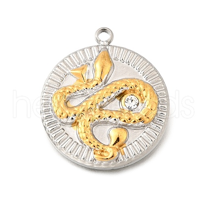 304 Stainless Steel & Rhinestone Pendants STAS-M123-02B-PG-1