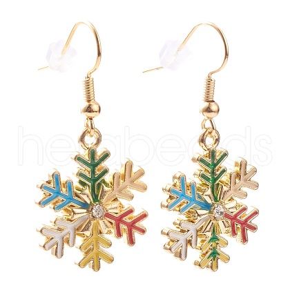 Alloy Enamel Snowflake Dangle Earrings for Christmas EJEW-JE04461-1