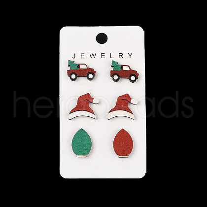 Christmas Theme Stud Earrings Set EJEW-U016-05P-01-1
