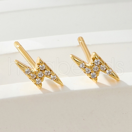 S925 Sterling Silver Cubic Zirconia Lightning Stud Earrings OB5526-5-1
