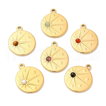 Ion Plating(IP) 316 Stainless Steel Flat Round Pendants STAS-K258-28G-1