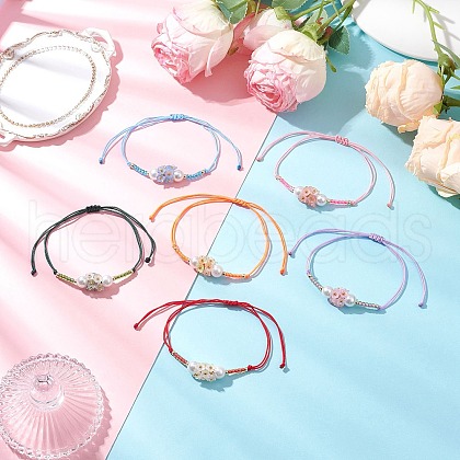 6Pcs Adjustable Nylon Cord Braided Beads Bracelets BJEW-MZ00170-1