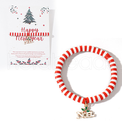 Elegant Christmas Handmade Polymer Clay Heishi Beaded Stretch Bracelets EN0725-15-1