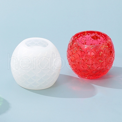 Fish Scale Pattern DIY Silicone Candle Holder Molds PW-WG0789F-01-1