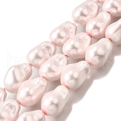 Electroplate Porcelain Imitation Pearl Beads Strands PORC-K009-01A-1