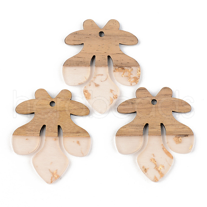 Transparent Resin & Walnut Wood Pendants RESI-S389-051A-B05-1