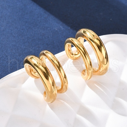 Two-layer  C-Shaped 304 Stainless Steel Two Tone Cuff Earrings EJEW-A131-04E-G-1