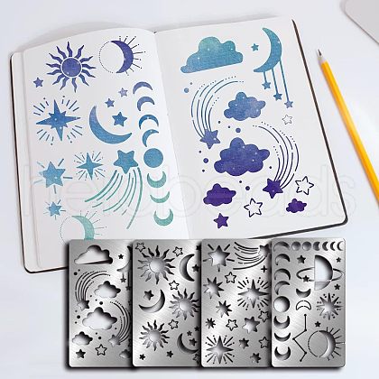 Fingerinspire 4Pcs 4 Style Custom 304 Stainless Steel Cutting Dies Stencils DIY-FG0002-04-1
