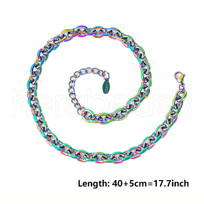 Unisex 304 Stainless Steel Cable Chains Necklaces NC6634-5-1