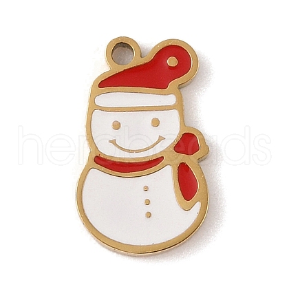 Christmas Theme Ion Plating(IP) 304 Stainless Steel Enamel Pendants STAS-Z083-07G-09-1