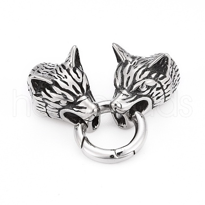 Wolf Head Stainless Steel Spring Gate Rings STAS-Q209-33-1