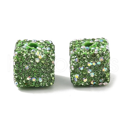 Cube Shape Polymer Clay Rhinestone Beads CLAY-NH0001-08F-1