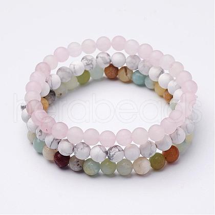 Mixed Gemstone Beaded Stretch Bracelet Sets BJEW-JB02623-1
