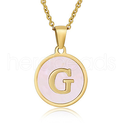 Natural Shell Initial Letter Pendant Necklace LE4192-9-1