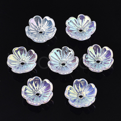 5-Petal Electroplate Acrylic Bead Caps PACR-T014-05-1