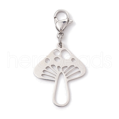Non-Tarnish Hollow Mushroom 201 Stainless Steel Pendant Decoration HJEW-JM01978-02-1