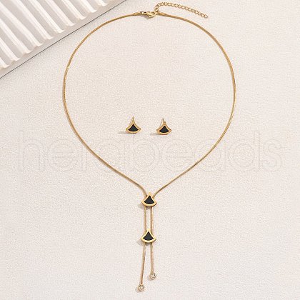 Stainless Steel Shell Heart Flower Fan Tassel Jewelry Set for Women XK7928-3-1