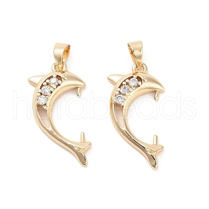 Brass Micro Pave Clear Cubic Zirconia Pendants Bails KK-B133-04G-01-1