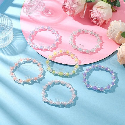 6Pcs 6 Colors Transparent Acrylic Beads Stretch for Women BJEW-JB11736-1
