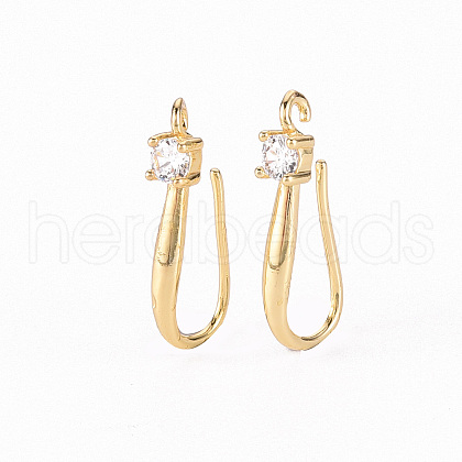 Brass Micro Pave Clear Cubic Zirconia Earring Hooks X-ZIRC-S068-003-NF-1