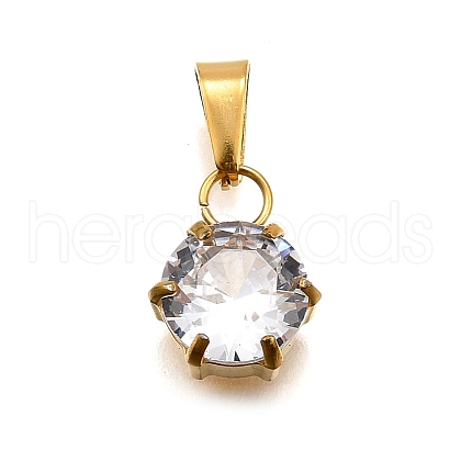 304 Stainless Steel Pave Cubic Zirconia Pendants STAS-B086-12G-01-1