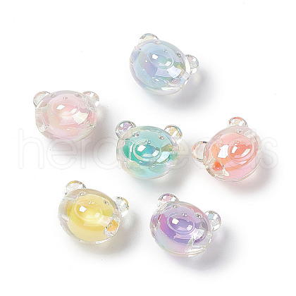 UV Plating Rainbow Iridescent Acrylic Beads OACR-H015-11-1