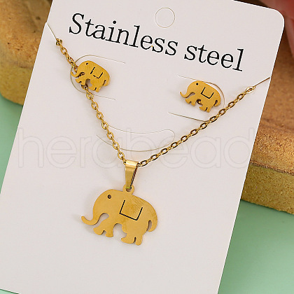 Stainless Steel Pendant Necklace & Stud Earring FS-WGABA87-14-1
