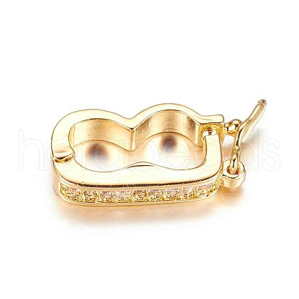 Brass Micro Pave Cubic Zirconia Twister Clasps ZIRC-P062-07G-1