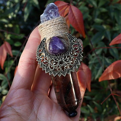 Natural Amethyst & Natural  Smoky Quartz Display Decorations PW-WG54242-02-1