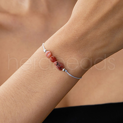 Natural Carnelian Chip Beads Braided Bead Bracelets for Men Women WGC996D-07-1