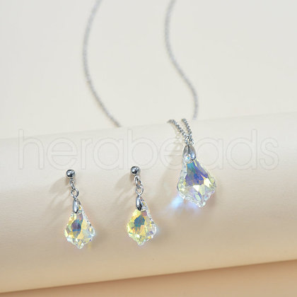 Alloy with Clear AB Glass Pendant Necklace & Stud Dangle Earring FS-WGCC2DF-03-1