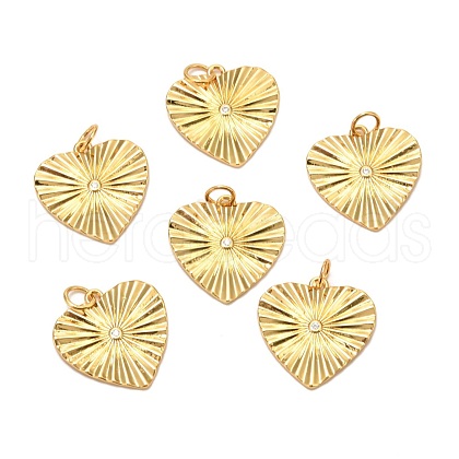 Brass Micro Pave Clear Cubic Zirconia Pendants ZIRC-P086-11G-1