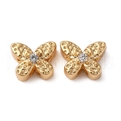 Brass Micro Pave Clear Cubic Zirconia Beads KK-Z112-46G-1