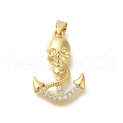 Rack Plating Brass Micro Pave Cubic Zirconia Pendants KK-Z086-68G-02-1