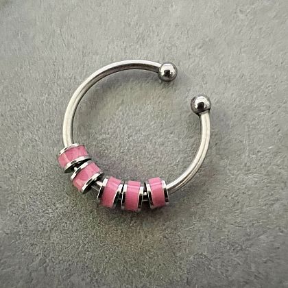 304 Stainless Steel Enamel Disc Beaded Adjustable Open Rings FS-WGAD8B0-03-1