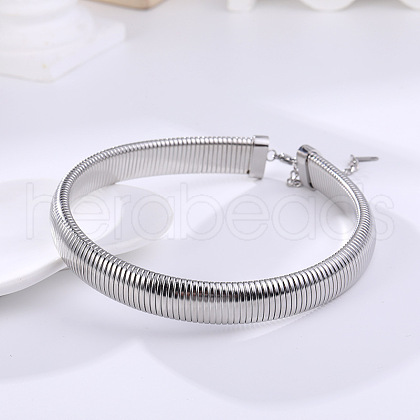 304 Stainless Steel Snake Chain Cuff Bangles for Women WG54B23-04-1