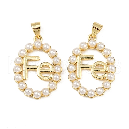 Brass & ABS Imitation Pearl Pendants KK-S526-19G-A-1