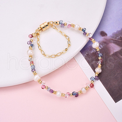 Brass Glass Seed Beaded Stretch Bracelets for Women BJEW-T022-09G-1