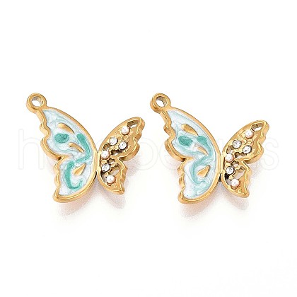 Butterfly 201 Stainless Steel Enamel Pendants STAS-N109-226G-1