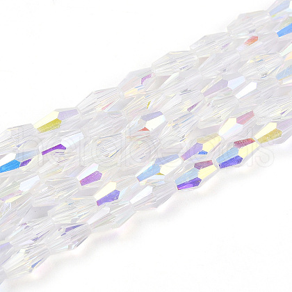 Transparent Electroplate Glass Beads Strands GLAA-K064-05A-01B-1